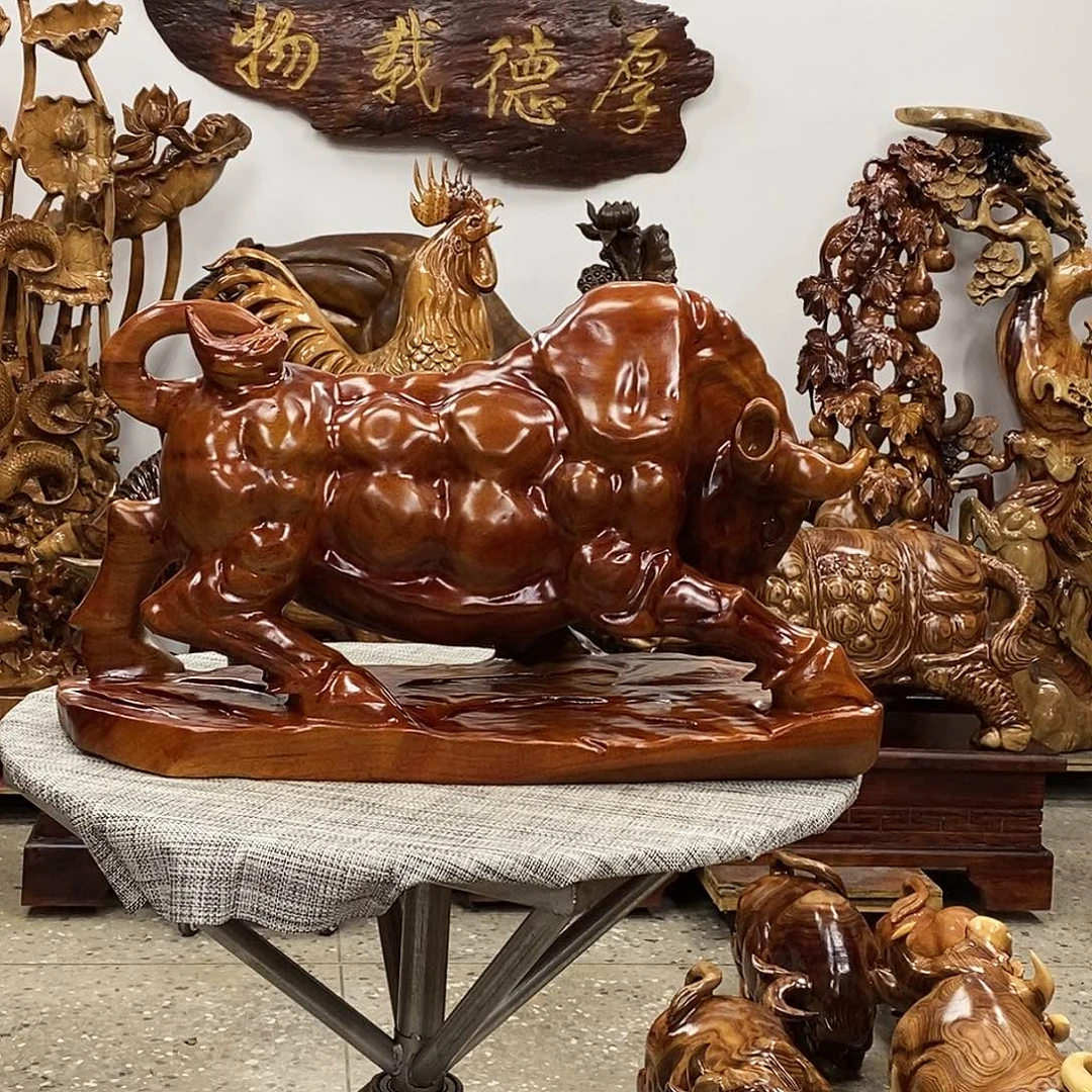 木香樟木实木牛一头