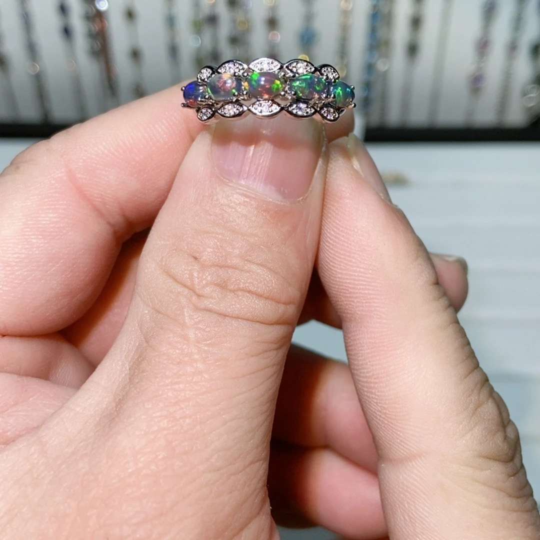 绿水晶戒指银S925镶嵌