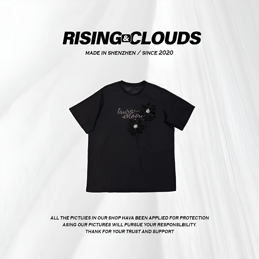 RISING&CLOUDS【莎莎】2025早春显瘦短袖打结T恤020173