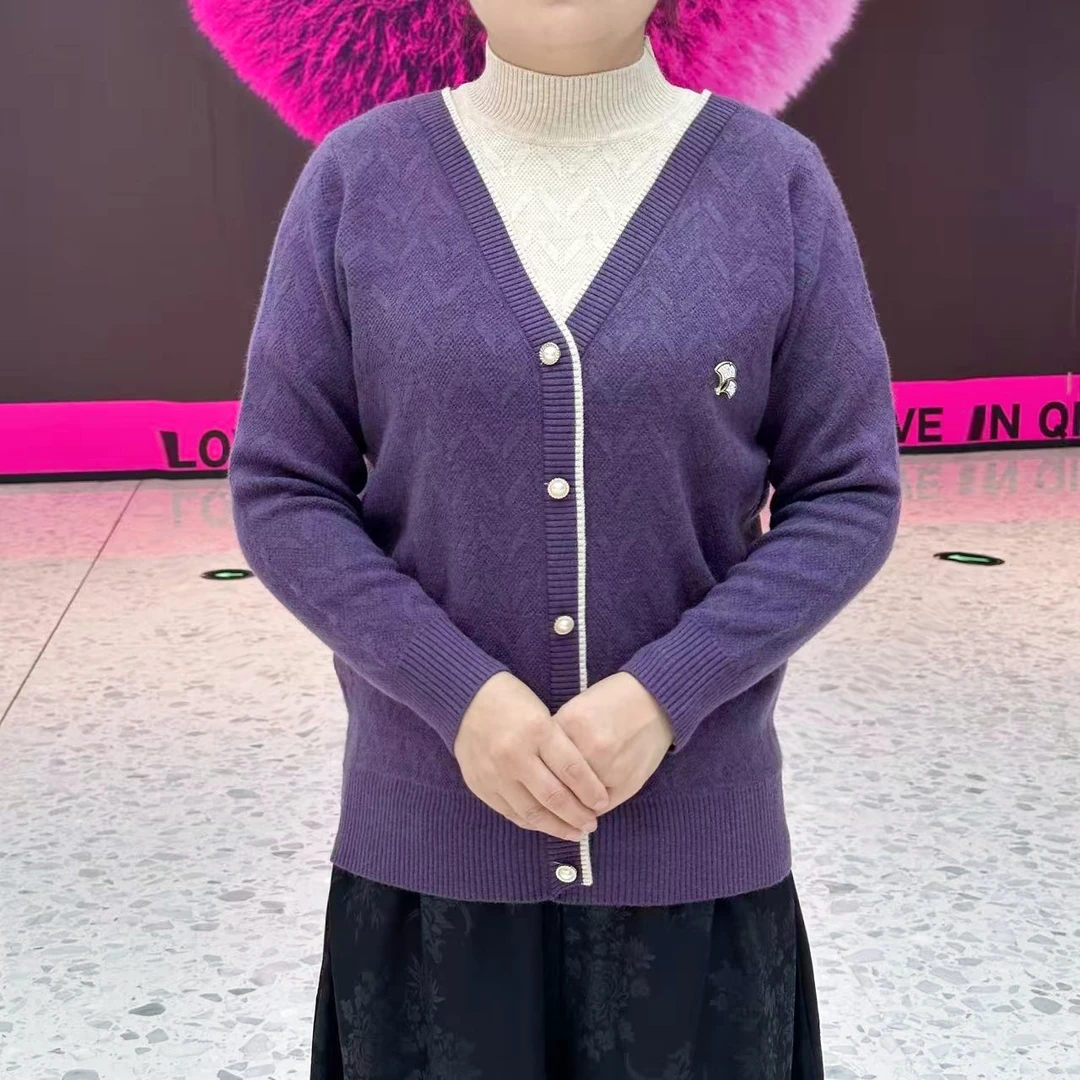 厚款宽松型秋冬假两件针织衫套头半高领妈妈装洋气时髦爆款线衣