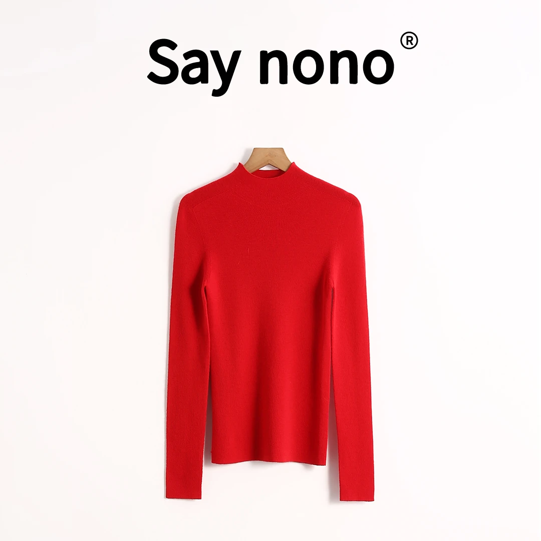懒猫nono│Saynono 半高领长袖针织衫毛衣女气质打底衫 /XDB9507
