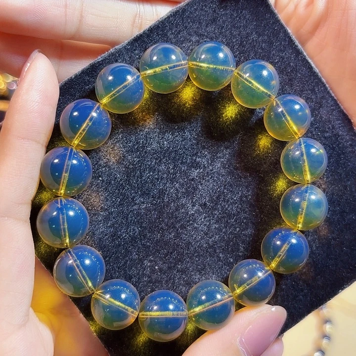 蓝珀未镶嵌珠宝奇石墨西哥蓝珀手串13