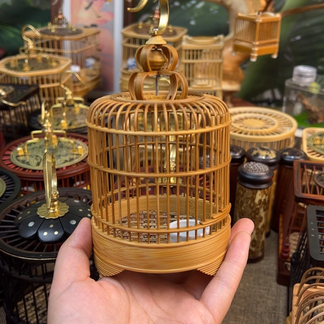 金丝竹馒头顶圆笼蝈蝈扎嘴两用款直径8厘米