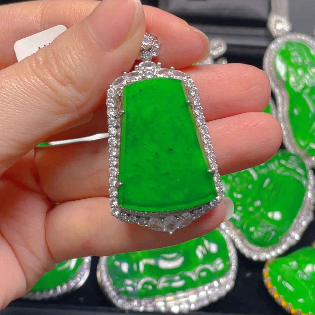 翡翠银S925镶嵌吊坠(不含链)