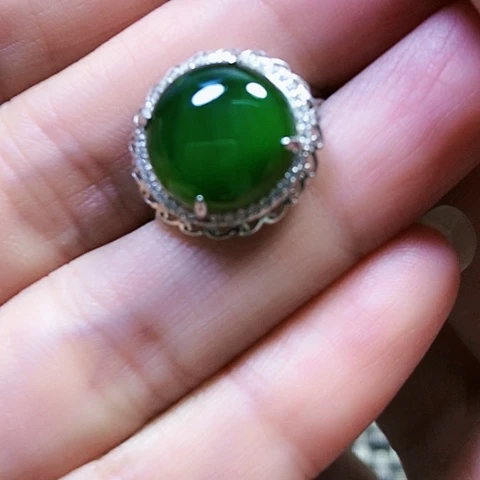 和田玉银S925镶嵌戒指