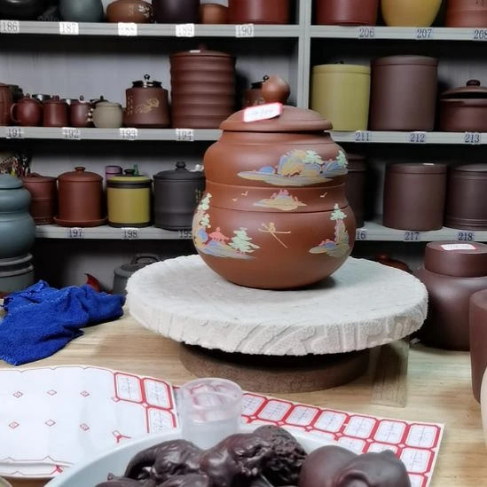 紫砂茶叶罐正品小葫芦山水款9734
