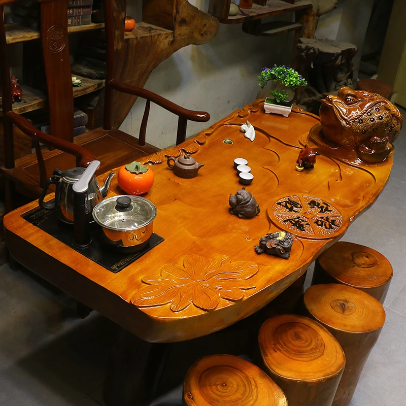 楠木根雕茶台整体树根茶桌椅组合茶几家具树头小型Y10791