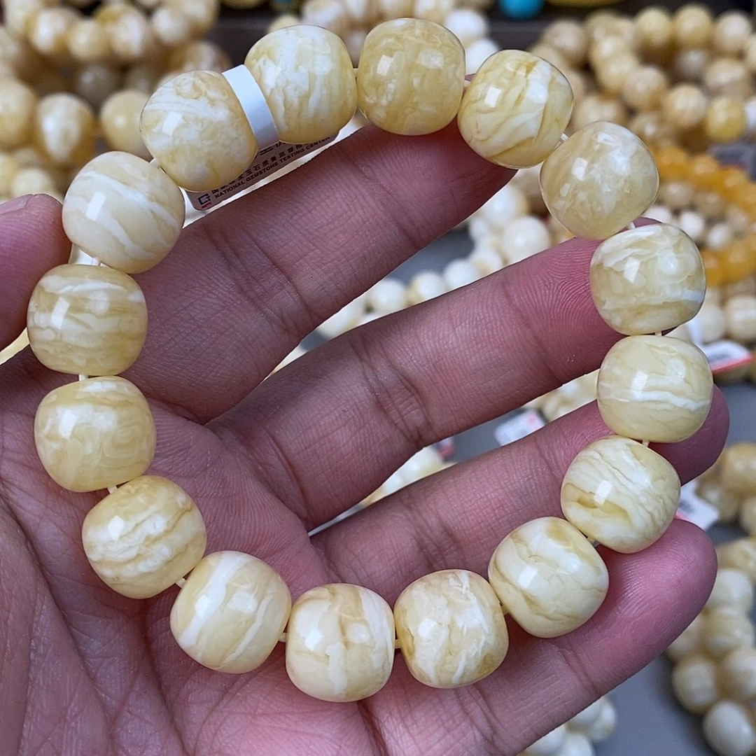 蜜蜡未镶嵌珠宝奇石15×14mm 虎皮千层雪 32.5g