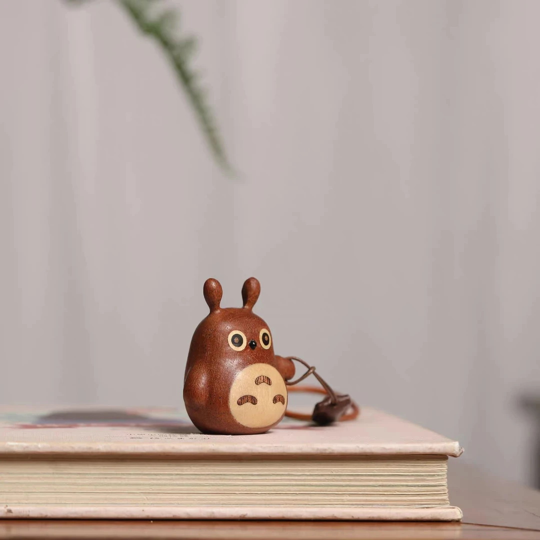 乌檀木龙猫挂件创意礼物实木拼接车载背包钥匙扣