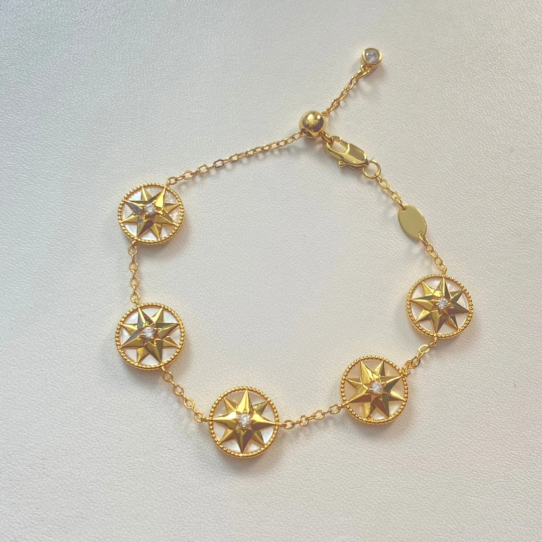 铜合金手链 《货号7847》轻奢气质罗盘八芒星手链