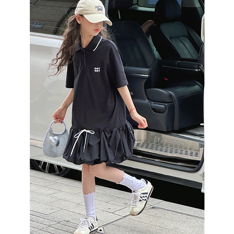 K28810韩系女童polo衫连衣裙2025新款夏装儿童休闲女孩短袖裙子潮