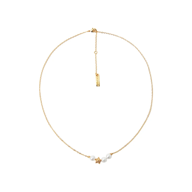 铜锆石项链 哥弟新款经典简约百搭精致贝壳珠星星项链配饰190032