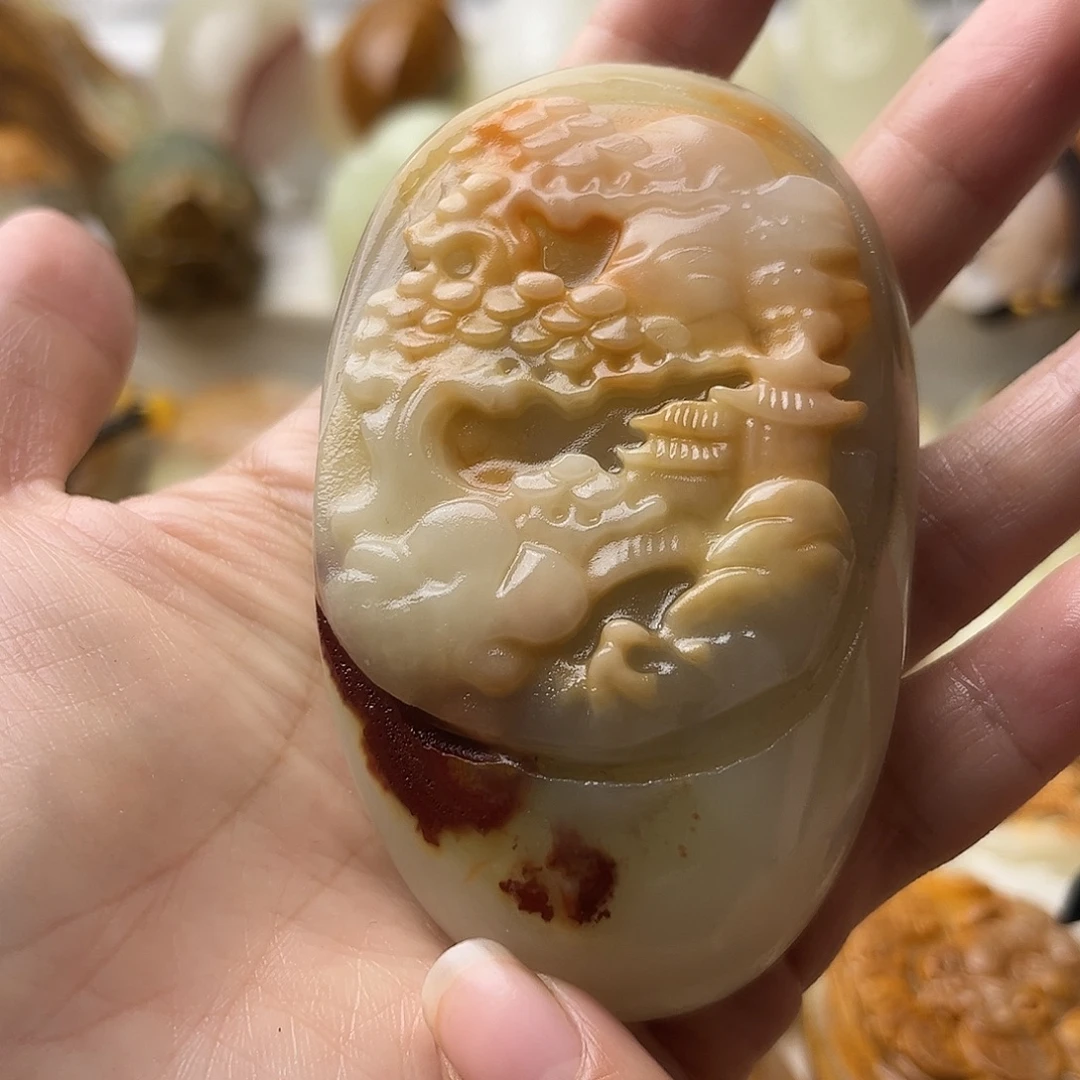 石材方解石手把摆件不退换山水微瑕