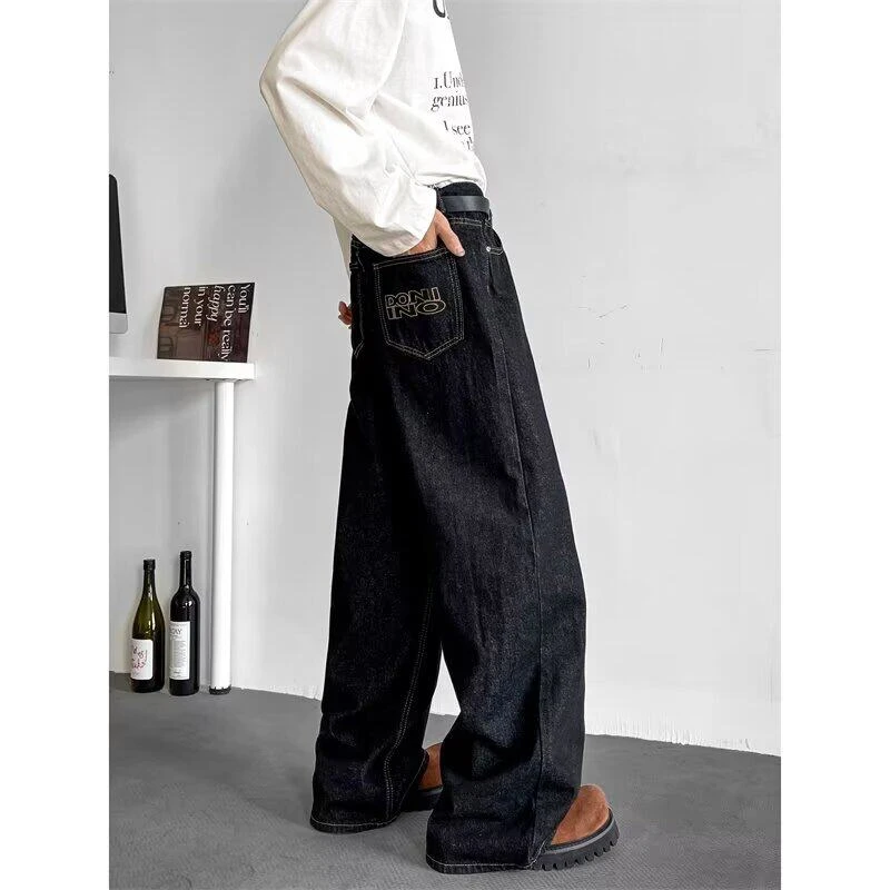 V37美式cleanfit牛仔裤男2024秋冬季新款松弛男士牛仔裤秋冬厚款