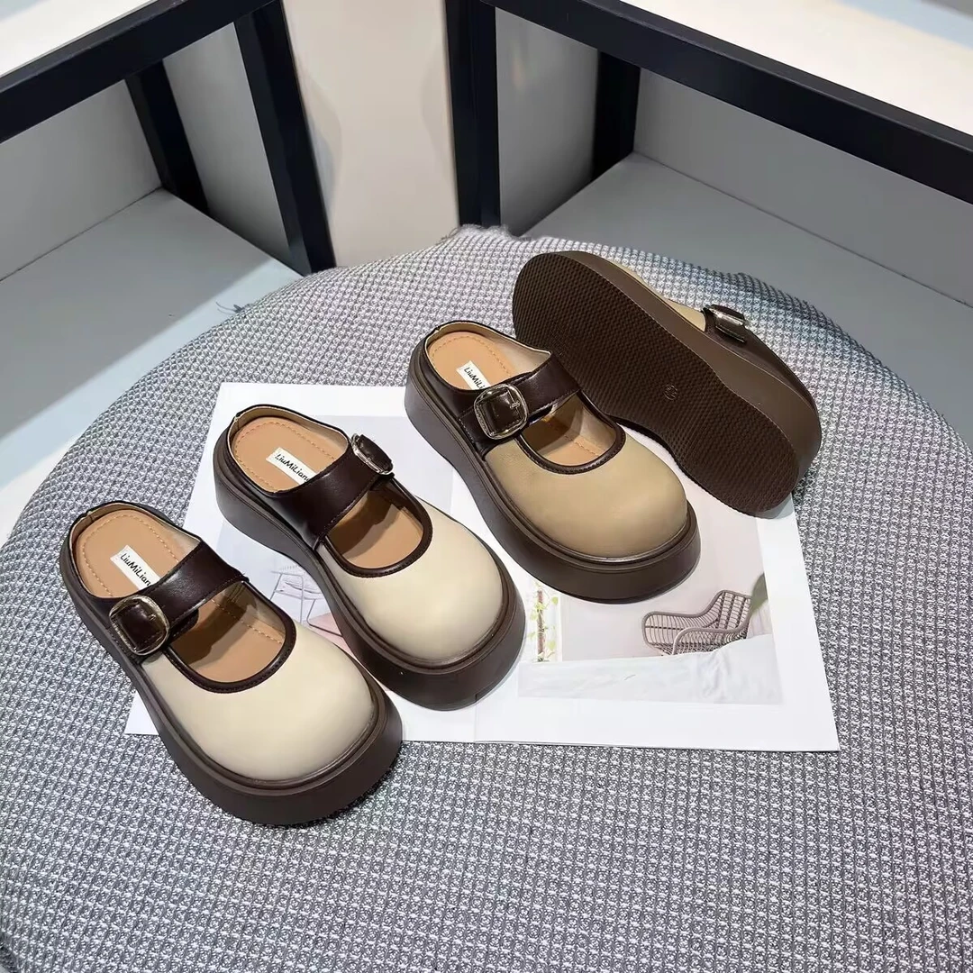 5688厚底包头半拖鞋勃肯鞋女外穿2025新款春夏季增高一脚蹬半托