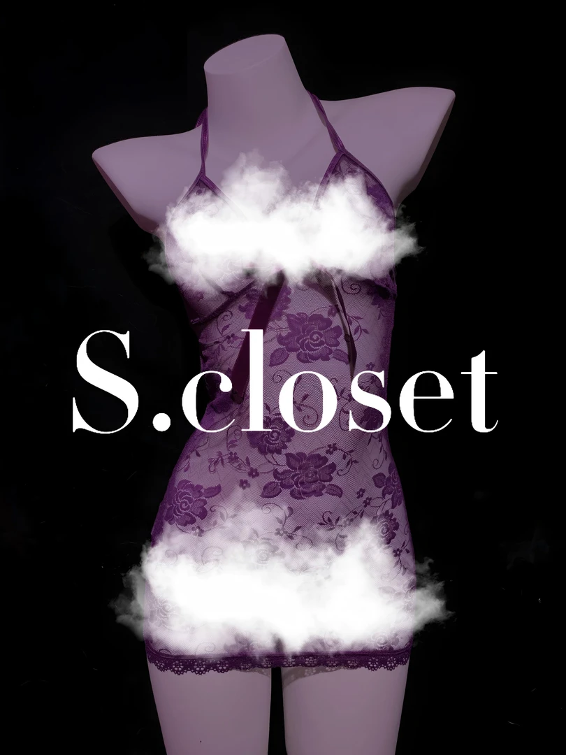 【S.closet】-玫瑰序曲-玫瑰花刺绣网纱A字摆睡裙