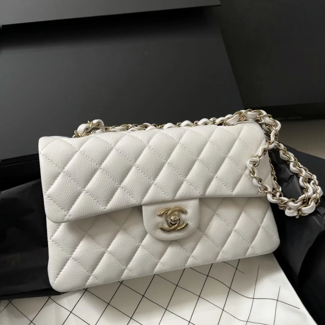 99新 Chanel/香奈儿 青奢荟/经典CF白金牛小号斜挎包/70323