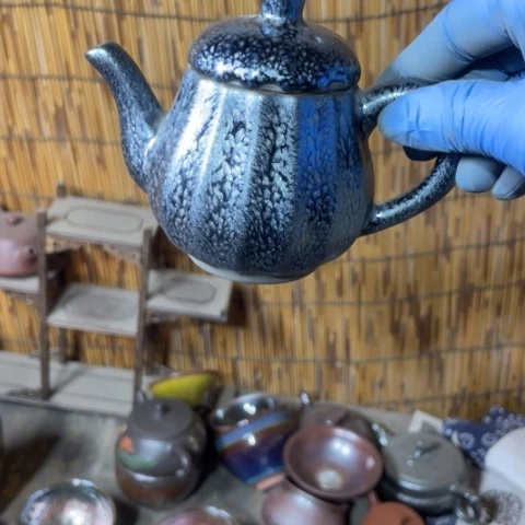 茶盏马**海建阳建盏微瑕茶壶