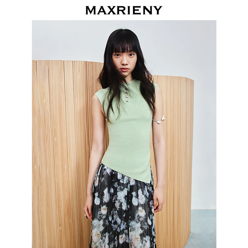 【商场同款-春游记】MAXRIENY不对称衣摆设计套头修身针织毛衫女