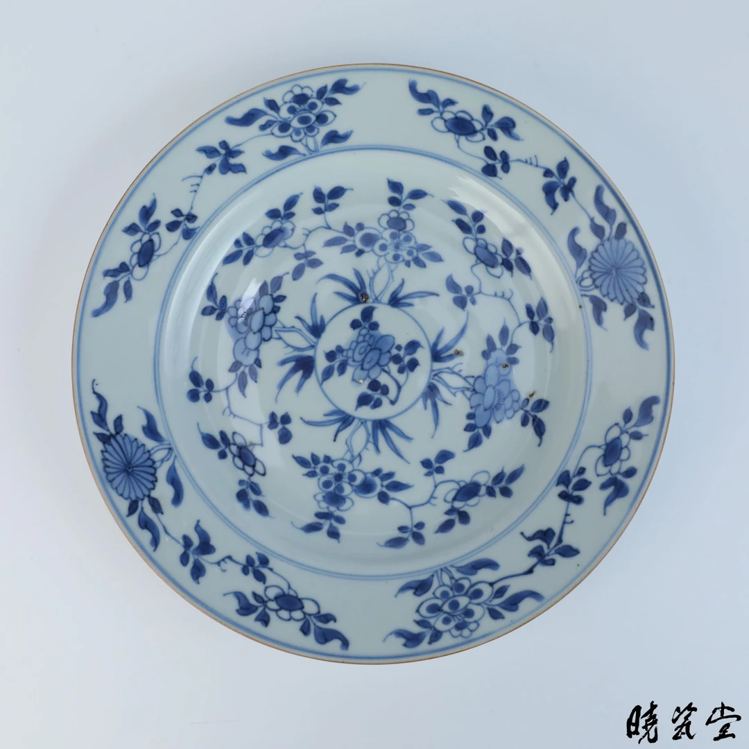 【晓瓷堂】青花花卉盘 QT250742