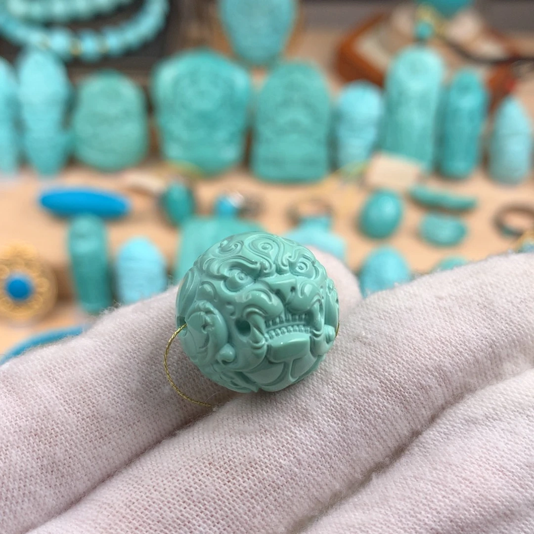 绿松石未镶嵌貔貅圆珠卡20