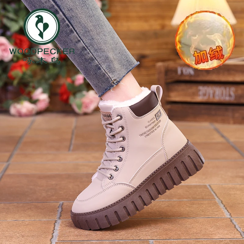 啄木鸟大牌特卖保暖加绒雪地靴女2025爆款冬季休闲厚底防滑运动鞋