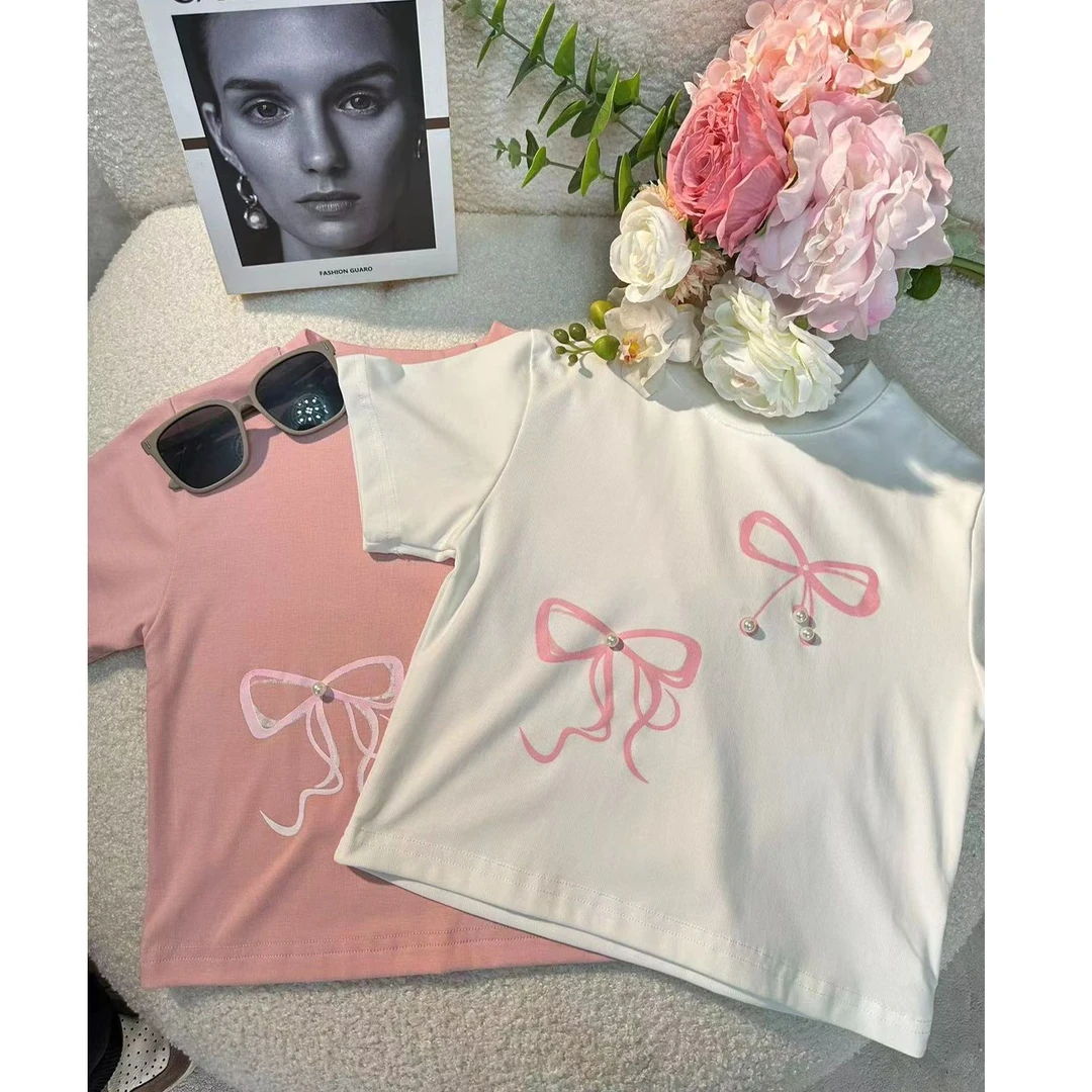 〖ANDI〗订制夏季新款女童中大童蝴蝶结印花短袖T恤2276