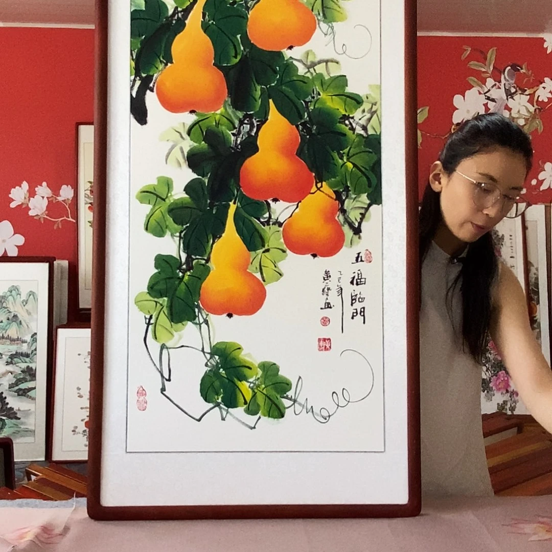 国画手写手绘带框包邮62✖️122国画作品
