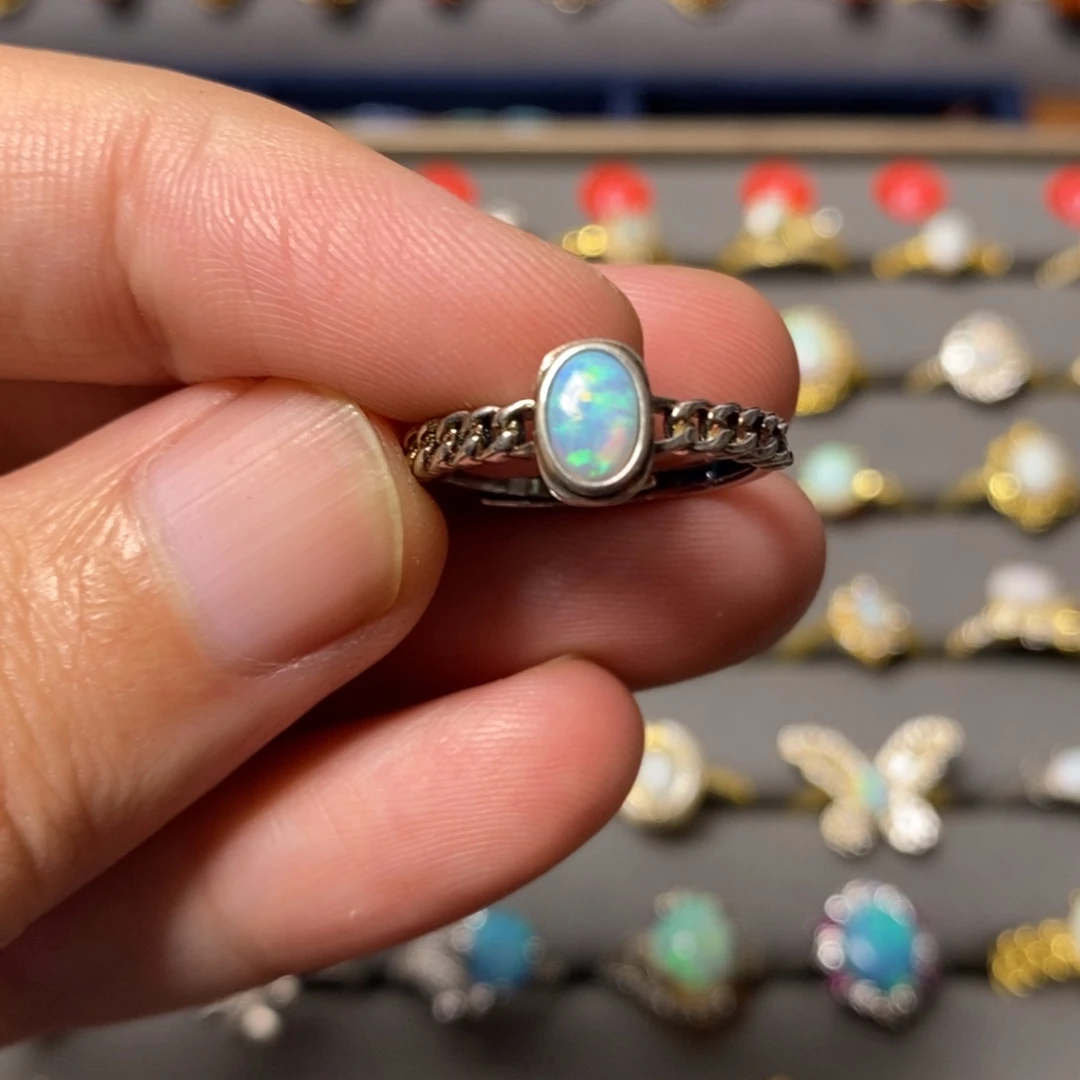 银S925镶嵌欧泊戒指薯**姑