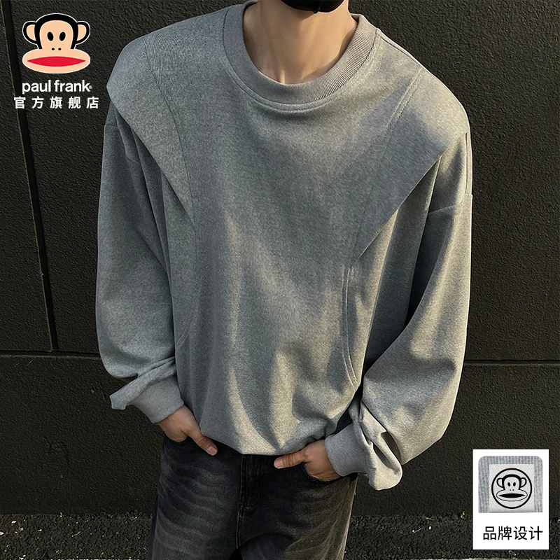 paul frank/大嘴猴圆领宽松卫衣男士秋季新款设计感休闲百搭上衣