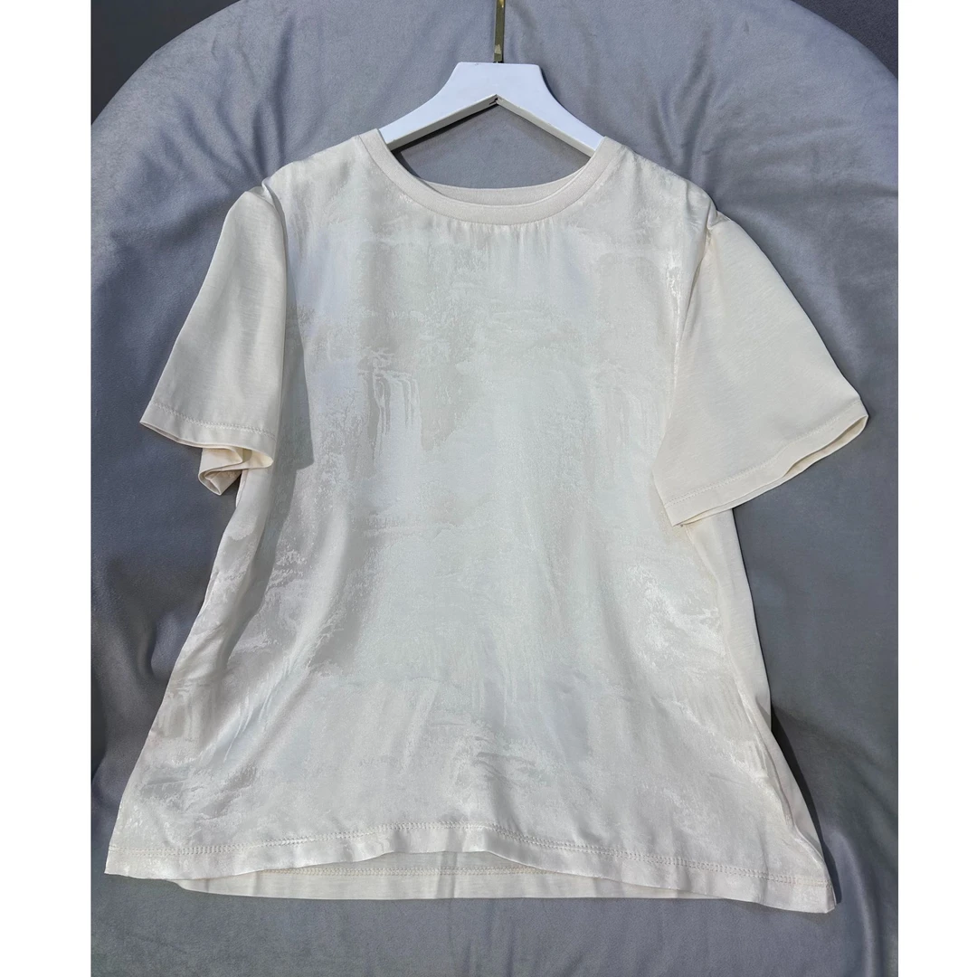 2025新百搭新中式桑蚕丝T短袖上衣