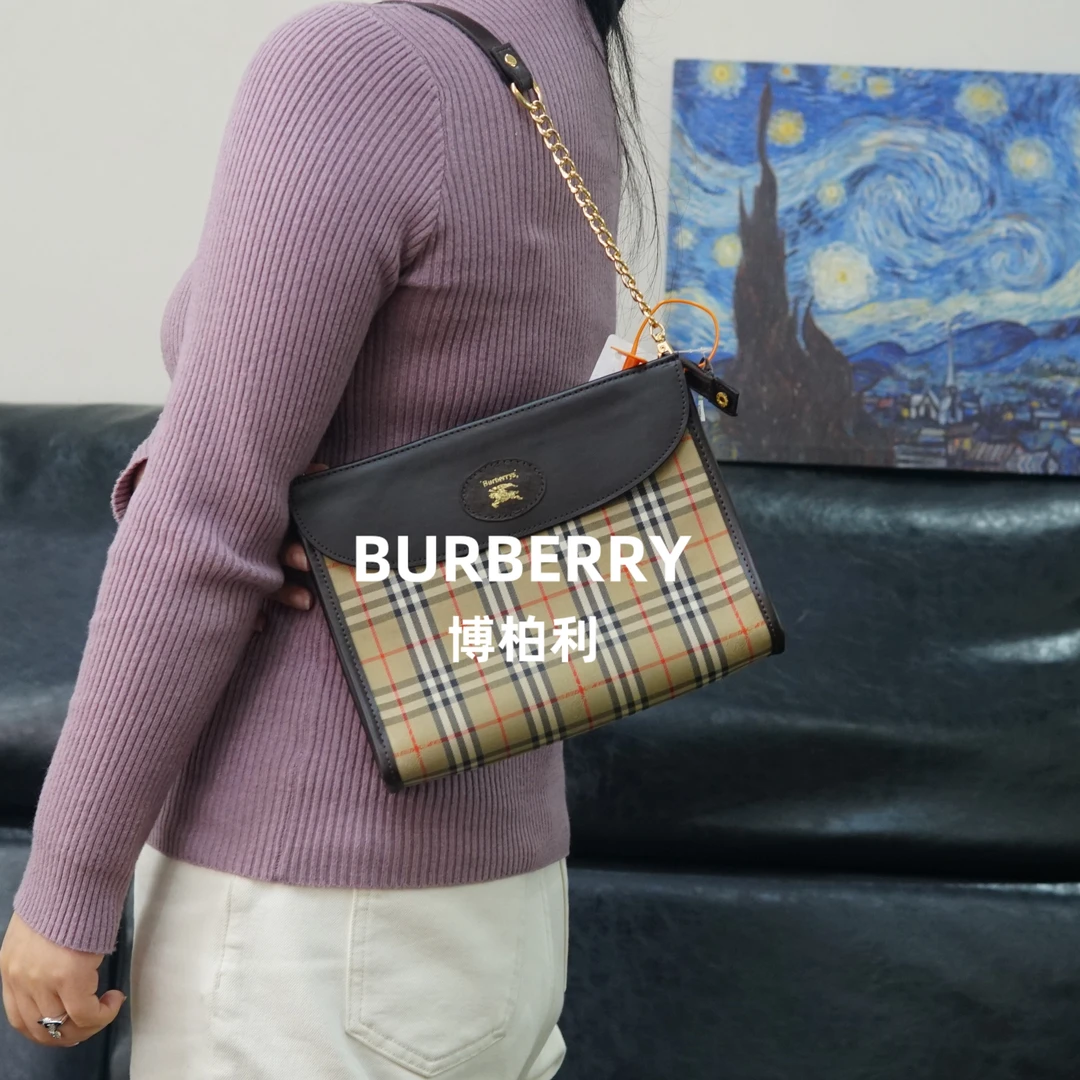 95新 BURBERRY/博柏利 巴宝莉/格纹单肩包/JJ01607273/7273