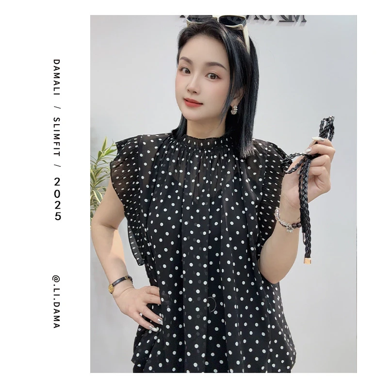 大码利-夏上新【波点带腰带】小众设计师款时尚百搭夏季T恤