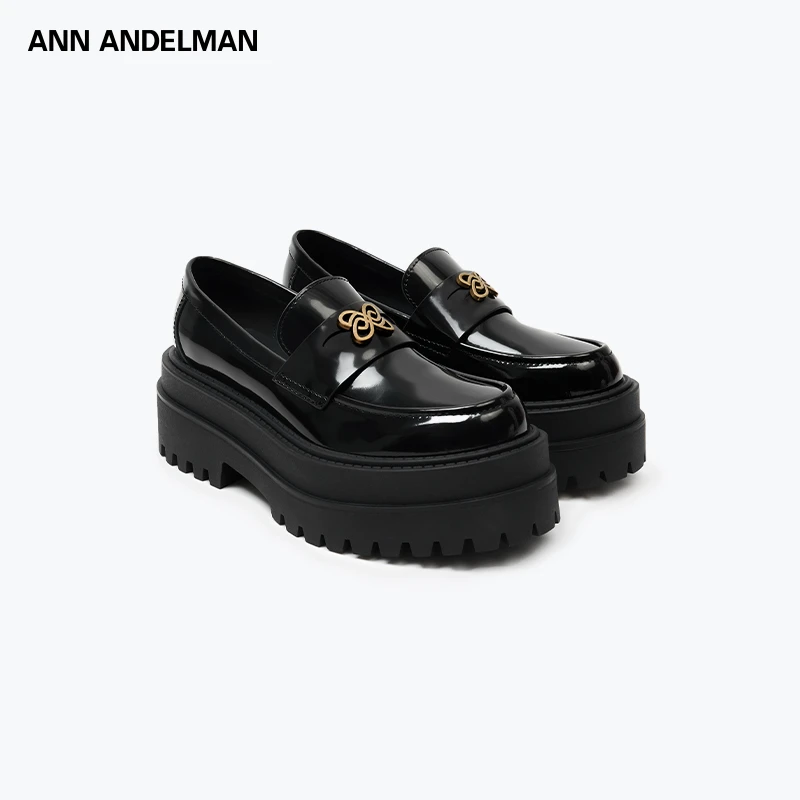 ANN ANDELMAN 黑色舒适甜美酷辣风厚底源头乐福鞋