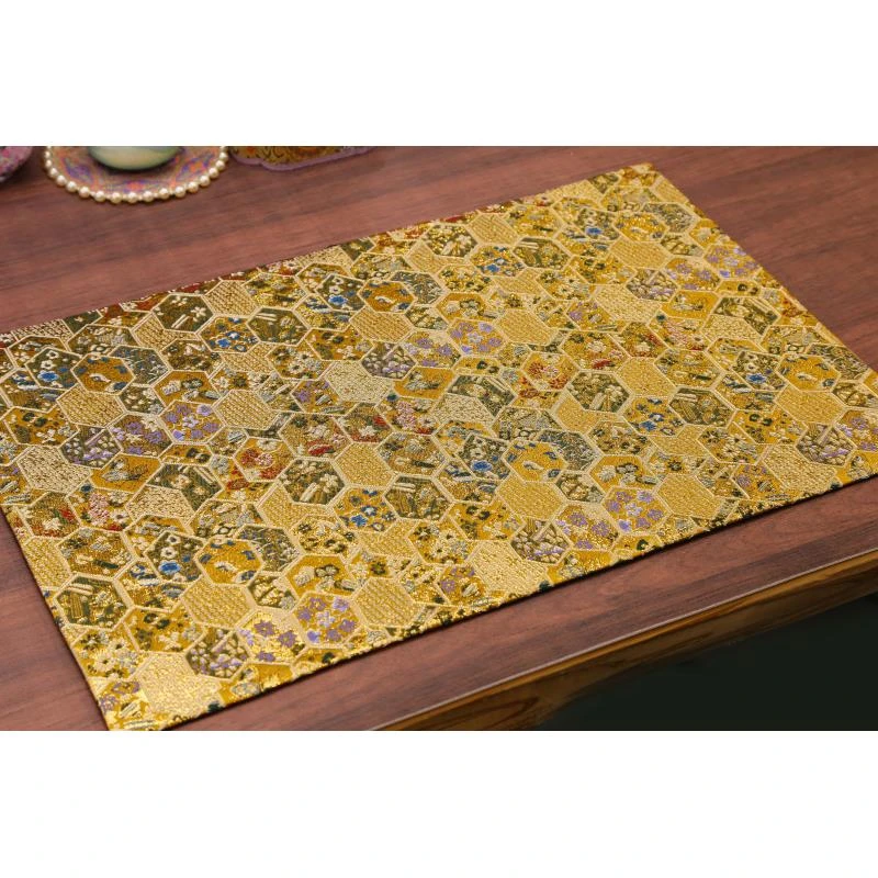 CX965 龟背图 手工轻奢 织锦缎长方形 高档茶席 中式国风茶壶杯垫