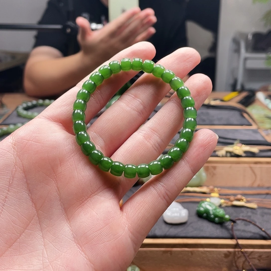 和田玉（碧玉）未镶嵌手串多样性发一