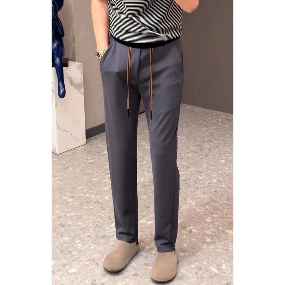 2025秋季高级感净版休闲卫裤男士百搭欧货卫裤潮流气质小直筒裤子