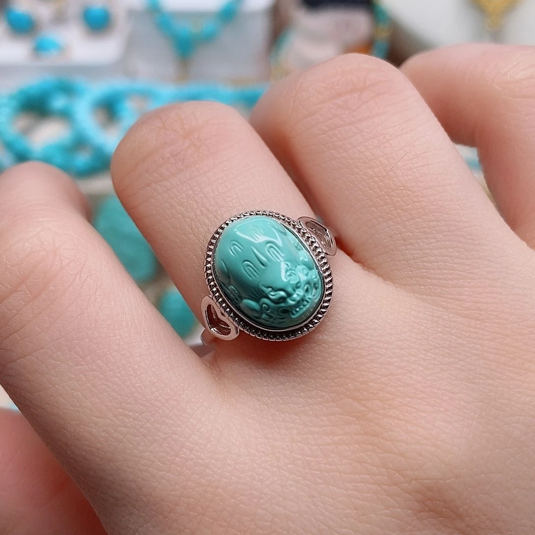 绿松石戒指银S925镶嵌