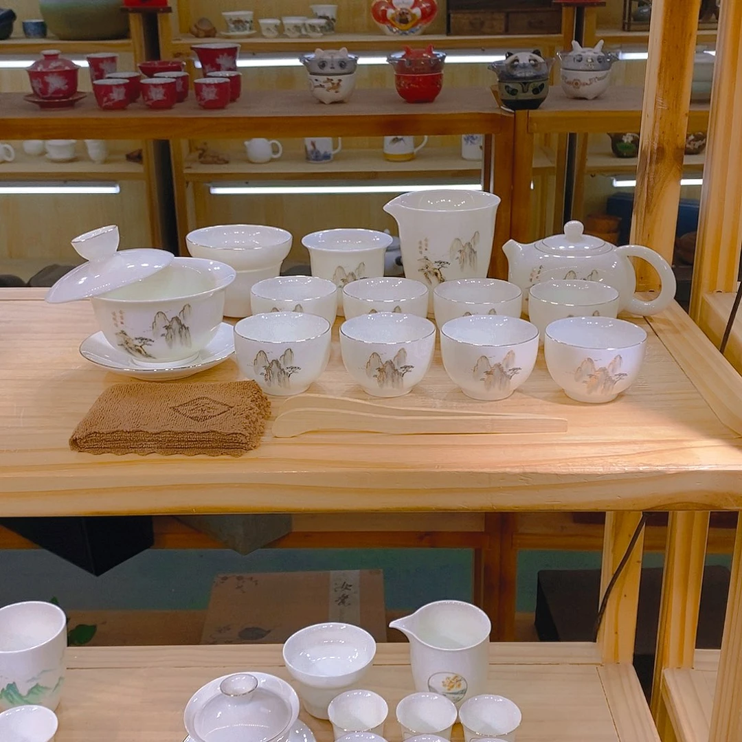 【不止】羊脂玉瓷茶具套装
