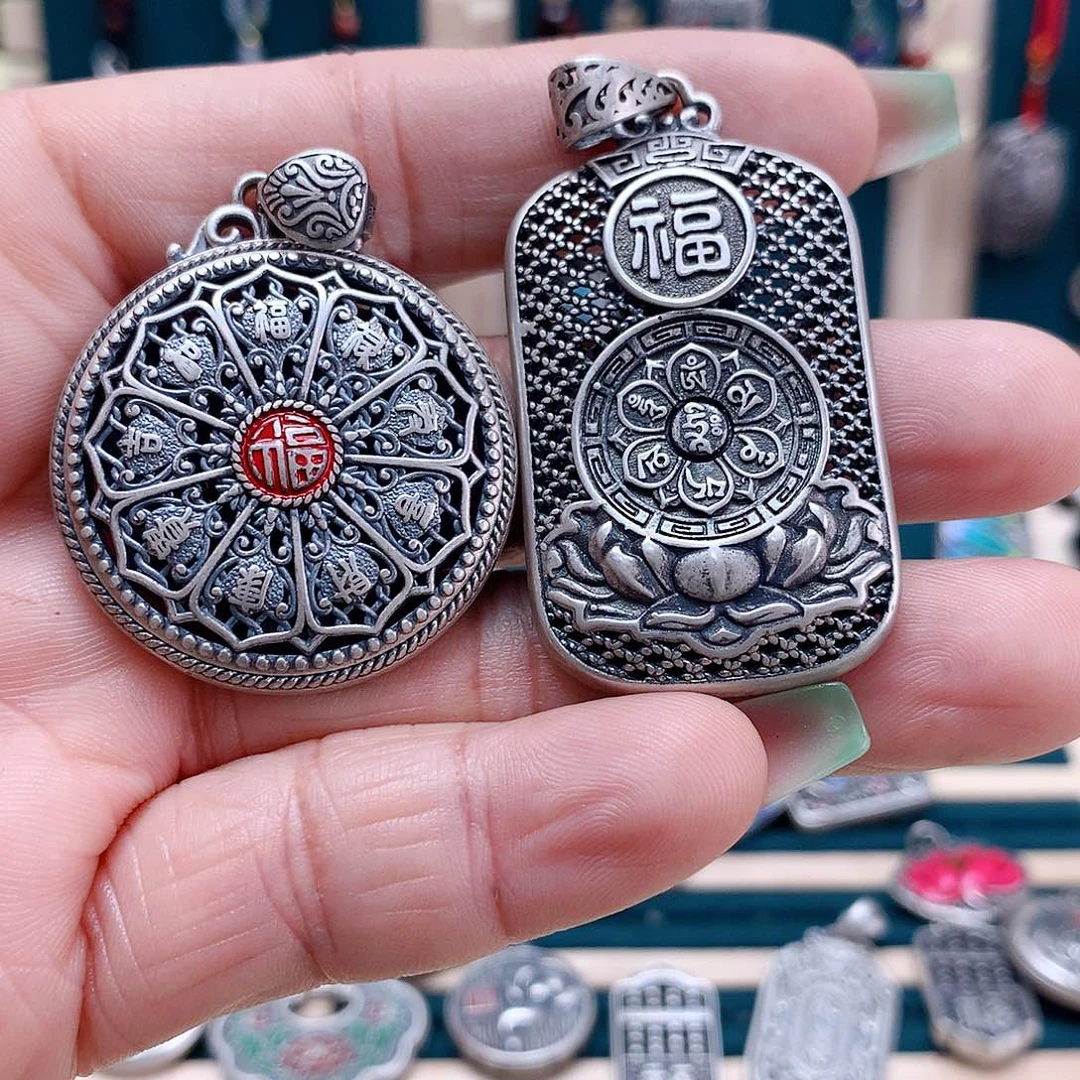 足银玻璃足银吊坠