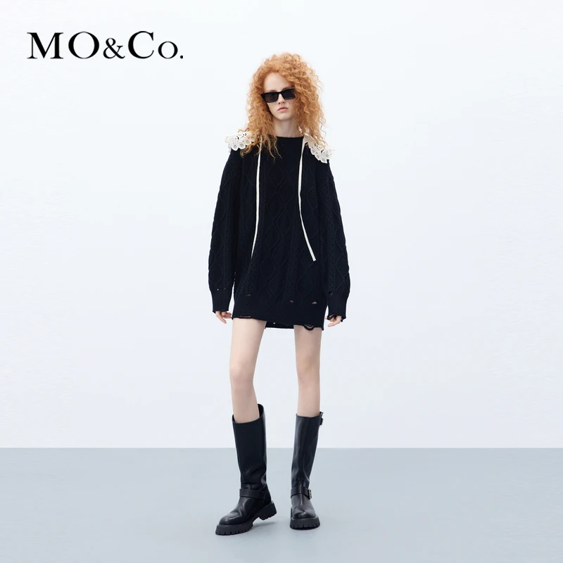 【赵老板专属】【防寒】MOCO秋绵羊毛牦牛绒连衣裙附装饰领MBC3DRS061