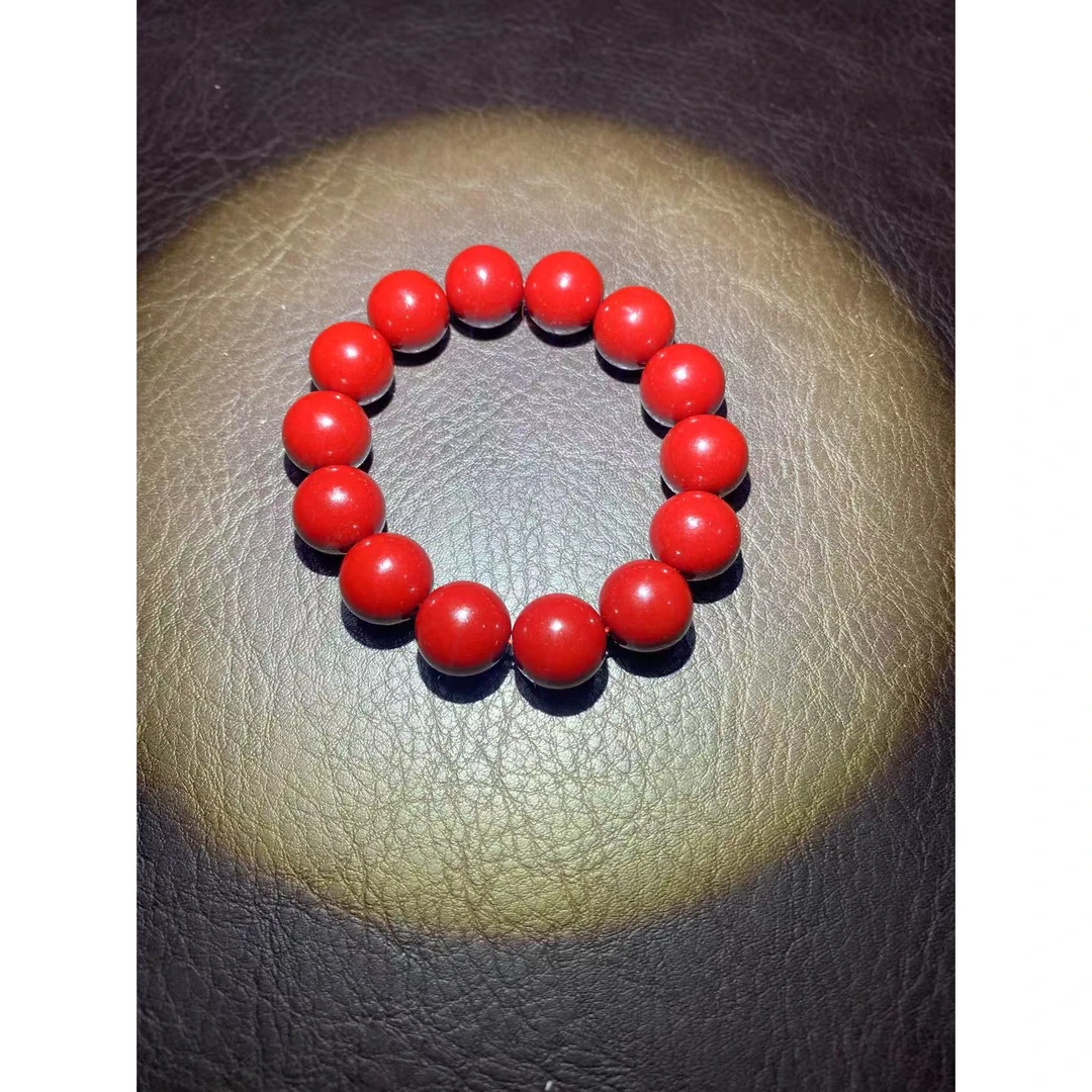 含辰砂工艺品523朱砂红单圈精品手串14mm（无礼盒）