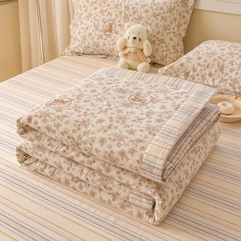 100%里外纯棉新款棉花空调被夏凉被夏被四件套可机洗单人双人