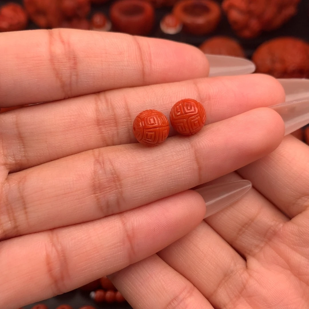 南红玛瑙回纹对珠9未镶嵌
