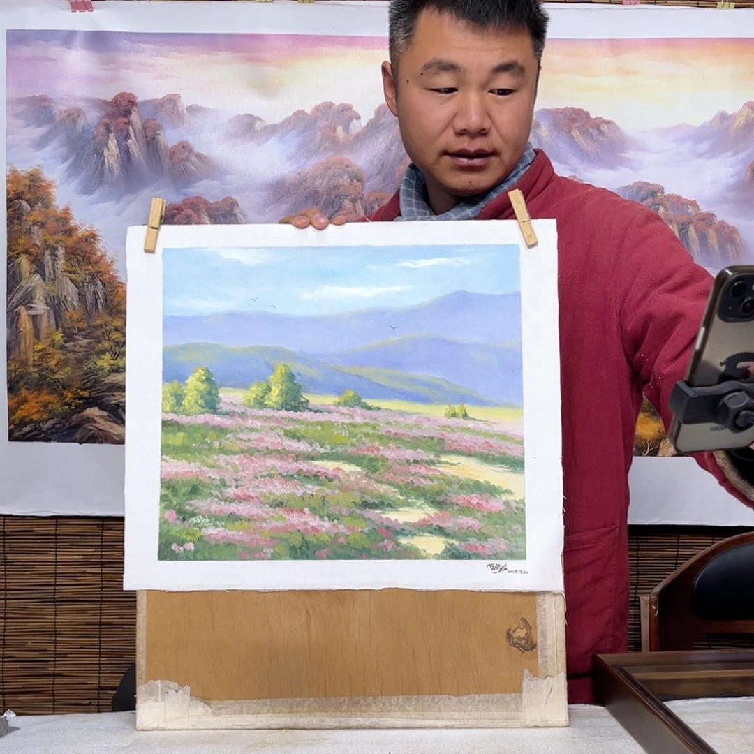 油画行路人小院绘画作品竞拍