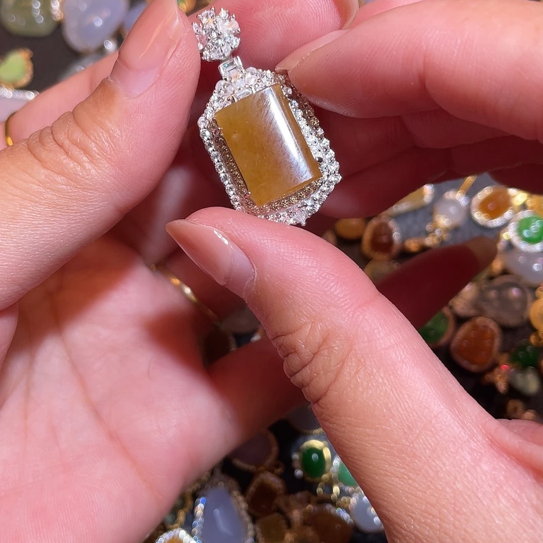 废***人翡翠银S925镶嵌颈饰