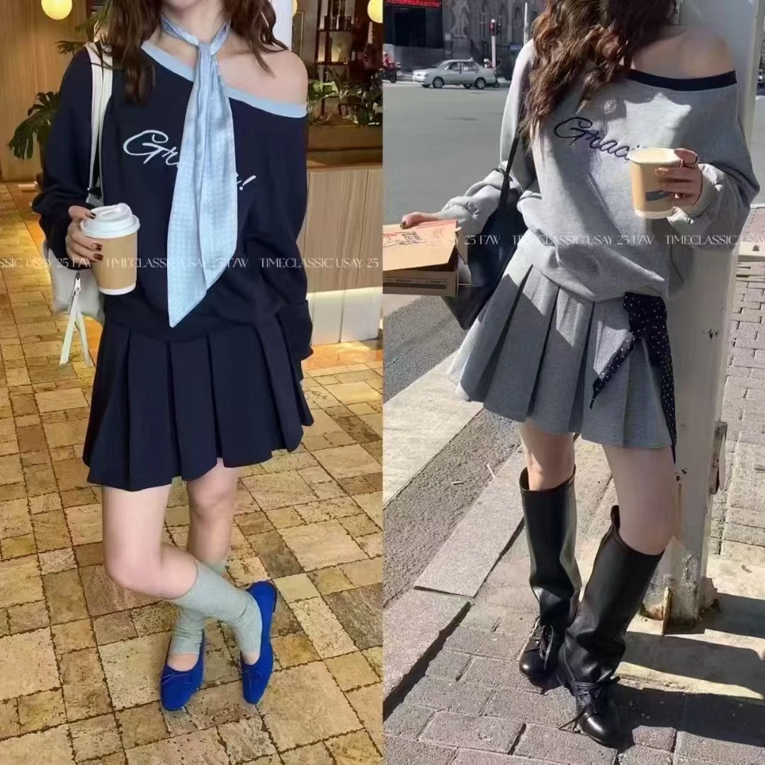 秋季新款宽松圆领褶皱上衣(下单备注编号）