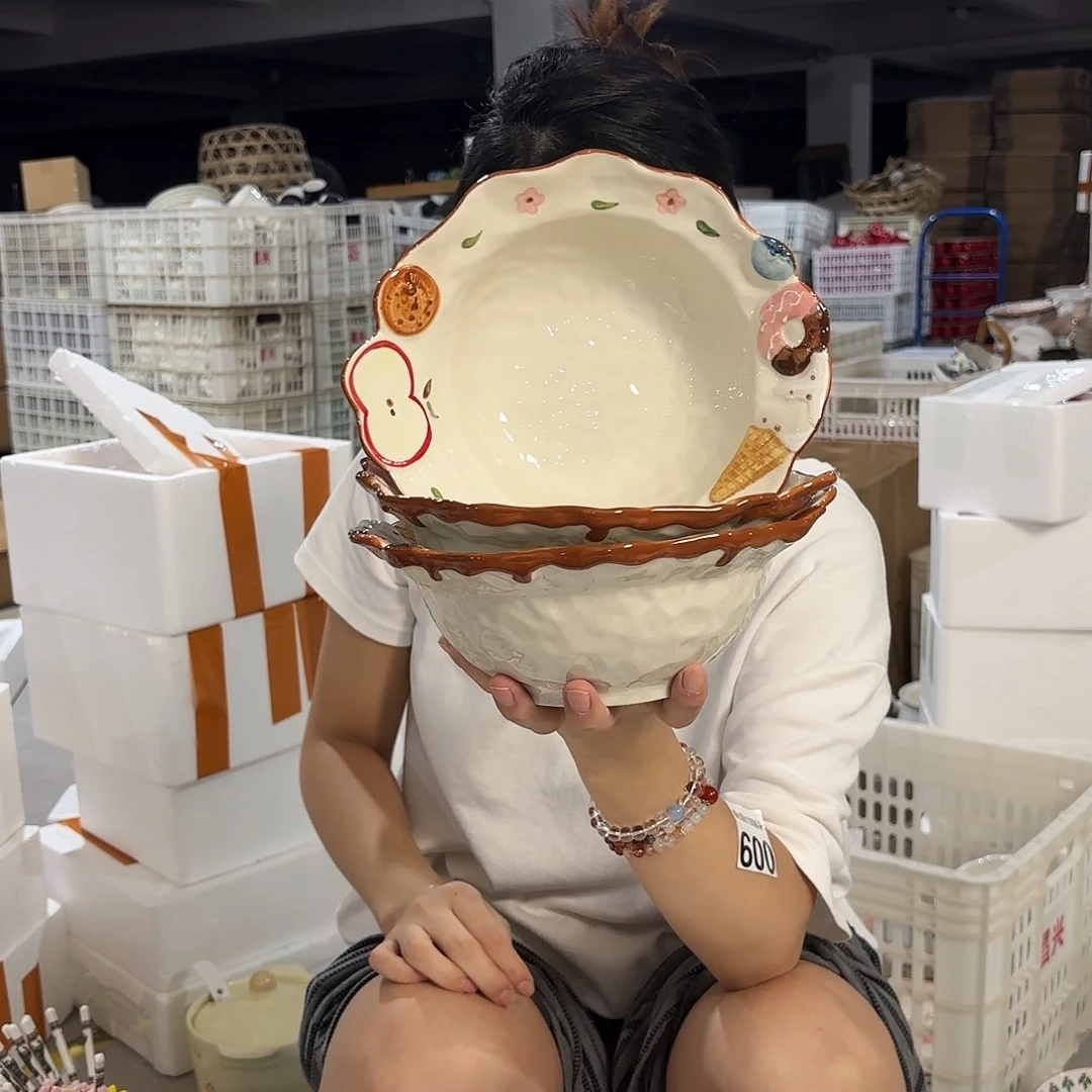 瓷微瑕陶瓷餐具釉下彩3个