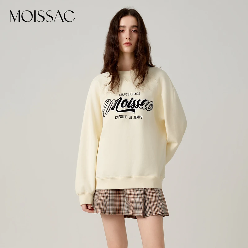 【KK专属】MOISSAC/摩萨克 秋时髦复古字母宽松卫衣MWDQ80107
