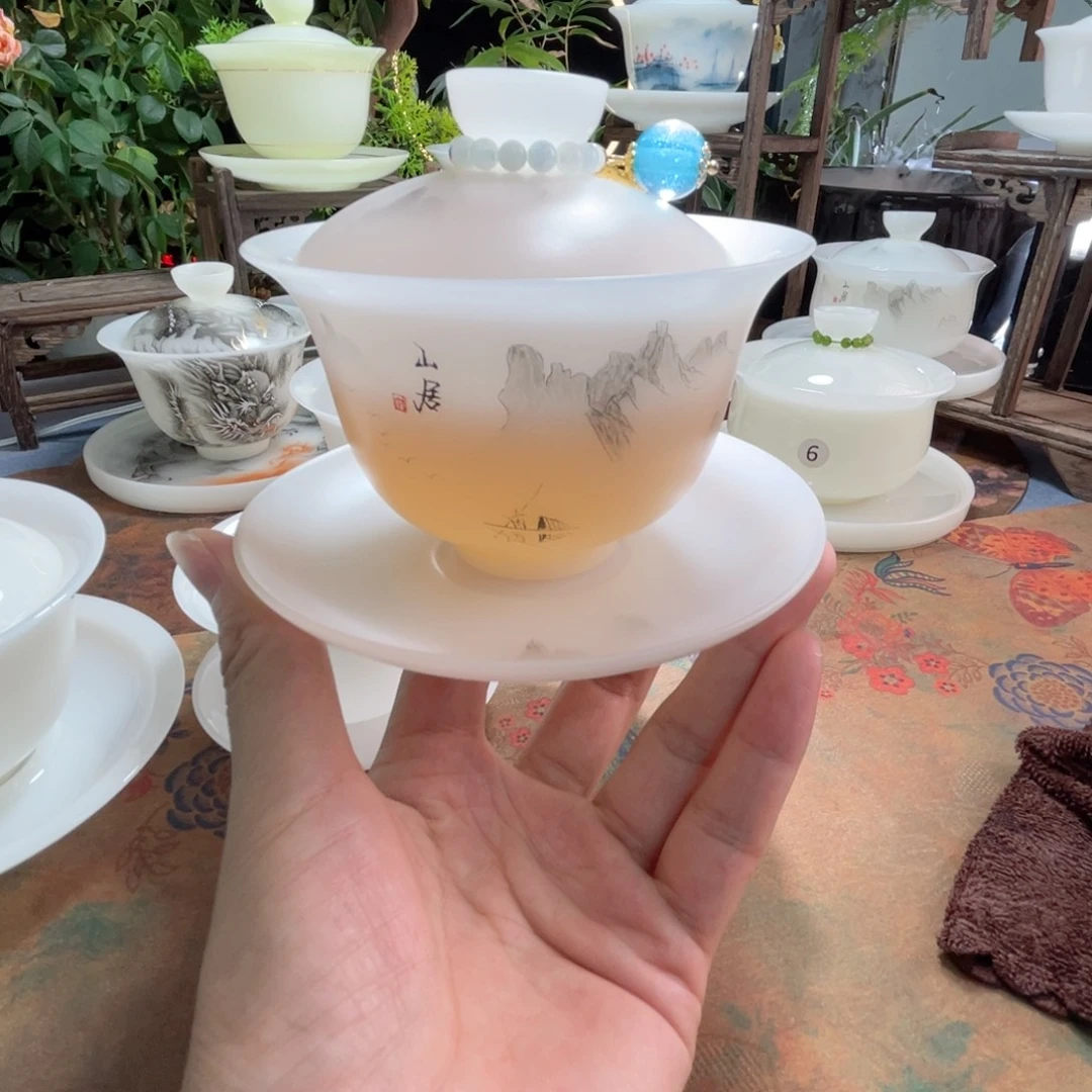 冰晶璞玉素烧薄胎水墨山居150ml